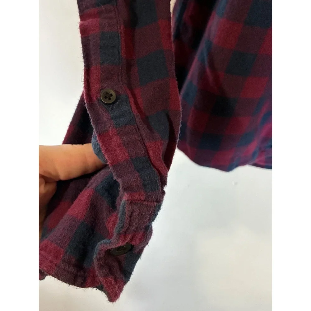 J.Crew Men's Large Slim Fit Buffalo Plaid Flannel Shirt Red Navy 100% Cotton